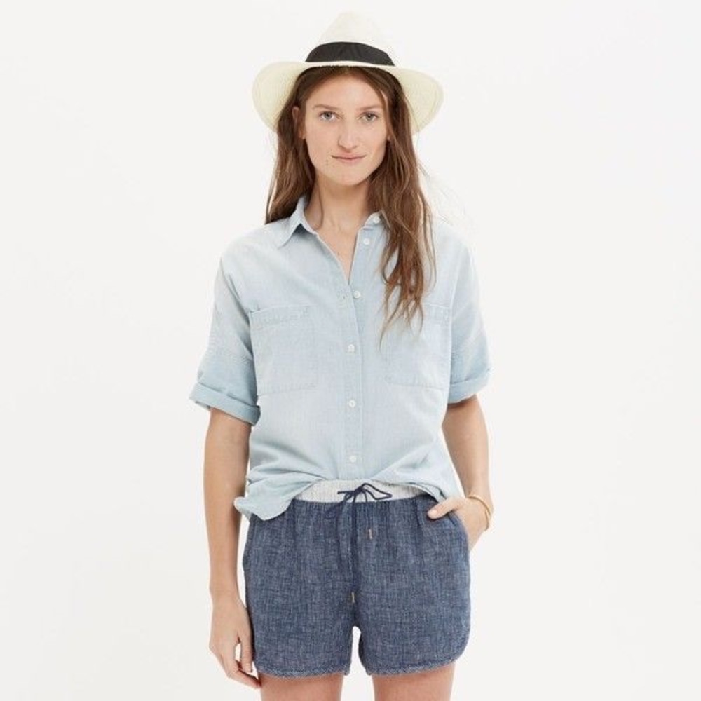 Madewell chambray short sleeve courier shirt